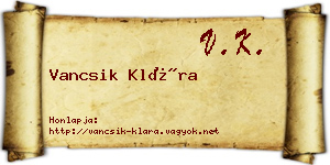 Vancsik Klára névjegykártya