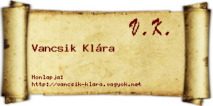 Vancsik Klára névjegykártya